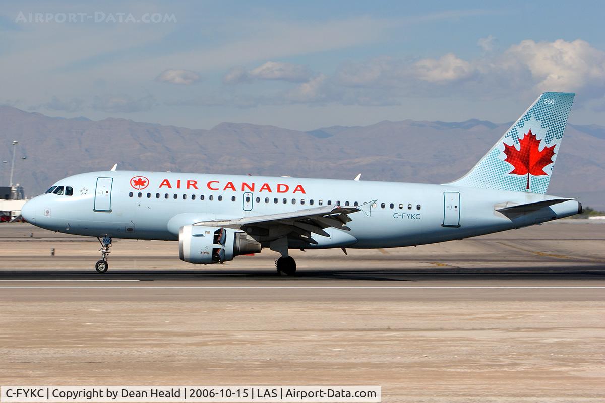 C-FYKC, 1997 Airbus A319-114 C/N 691, Air Canada C-FYKC (FLT ACA597) from Lester B Pearson Toronto Int'l (CYYZ) activating the thrust reversers & deploying the spoilers after touching down on RWY 25L.