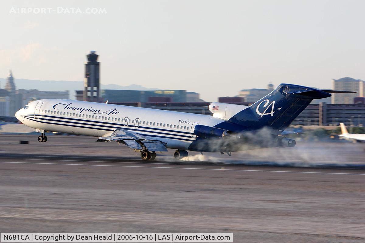 N681CA, 1980 Boeing 727-2S7 C/N 22020, Champion Air N681CA (FLT CCP111) from Tulsa Int'l (KTUL) touching down on RWY 25L.