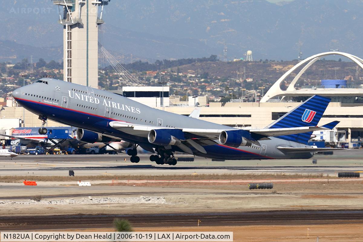 N182UA, 1991 Boeing 747-422 C/N 25279, United Airlines N182UA (FLT UAL899) departing RWY 25R enroute to Narita Int'l (RJAA).
