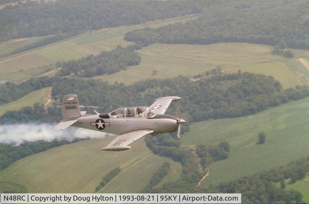 N48RC, 1953 Beech A45 C/N G-156, Col R H Crawford CAF over Kentucky in Col R R Crawford's T-34 Mentor