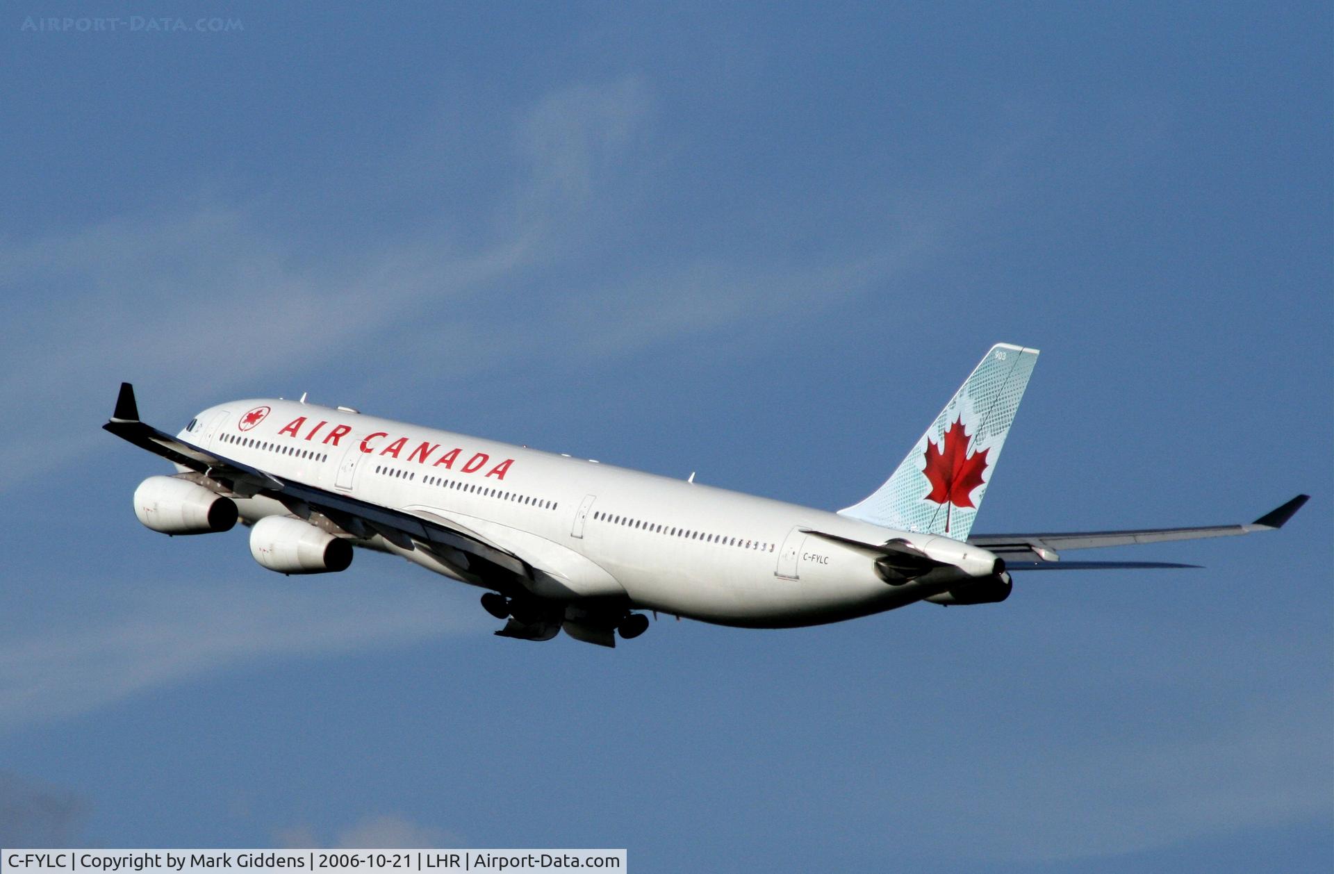 C-FYLC, 1997 Airbus A340-313X C/N 167, Air Canada Airbus A340 departing London Heathrow
