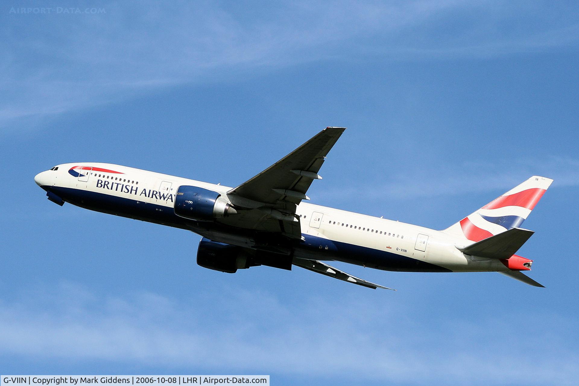 G-VIIN, 1998 Boeing 777-236 C/N 29319, Departing from London Heathrow