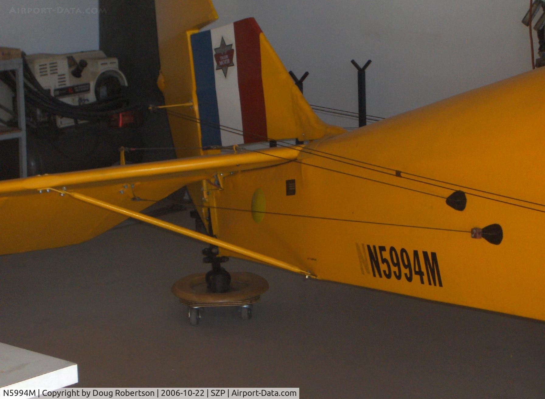 N5994M, 1942 De Havilland Canada DH-82C Tiger Moth C/N DHC1297, 1942 DeHavilland D.H.82C TIGER MOTH, Canadian-built under license, empennage