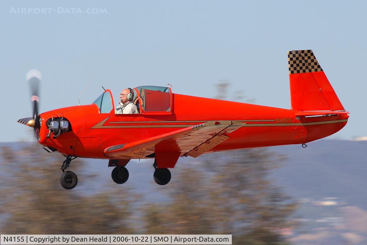 N4155, 1955 Mooney M-18C C/N 321, 1955 Mooney M-18C MITE N4155 high approach to RWY 21 at Santa Monica Municipal Airport (KSMO) - Santa Monica, California.