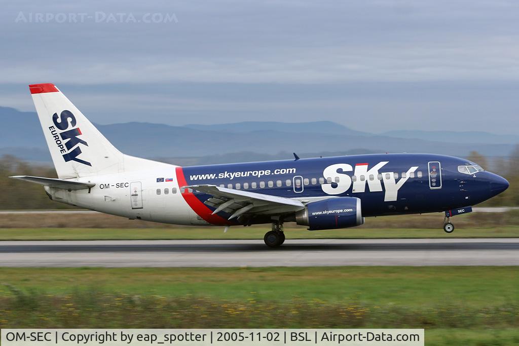 OM-SEC, 1992 Boeing 737-5Y0 C/N 25288, arriving from Bratislava