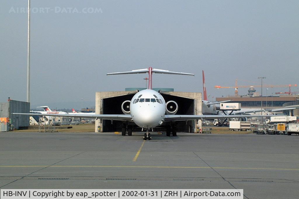 HB-INV, 1987 McDonnell Douglas MD-83 (DC-9-83) C/N 49359, in front of silencer - engine-tests