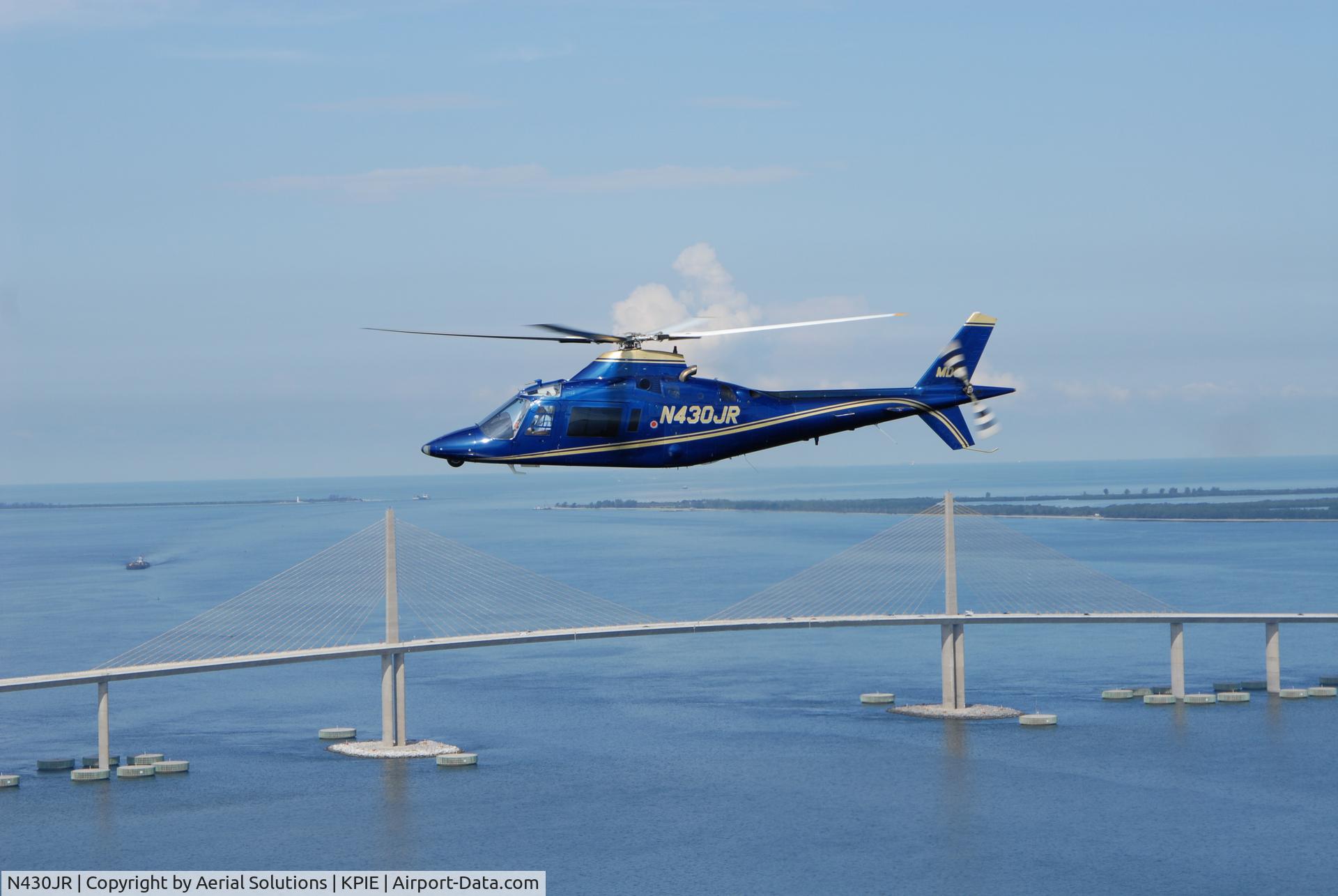 N430JR, 1991 Agusta A-109C C/N 7640, OvTampa Bay Skyline Skyway Bridge
