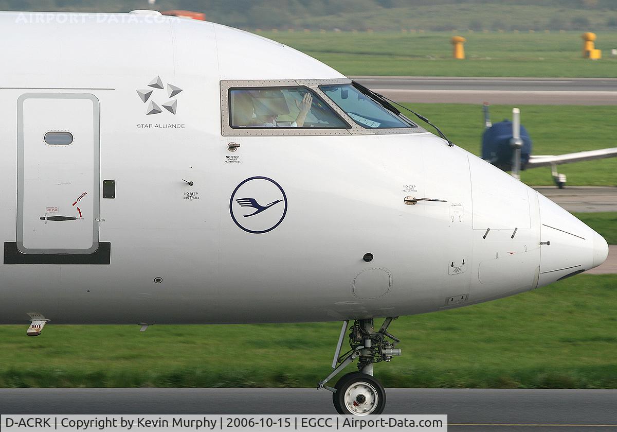 D-ACRK, 2004 Bombardier CRJ-200ER (CL-600-2B19) C/N 7901, Waving German CRJ F/O