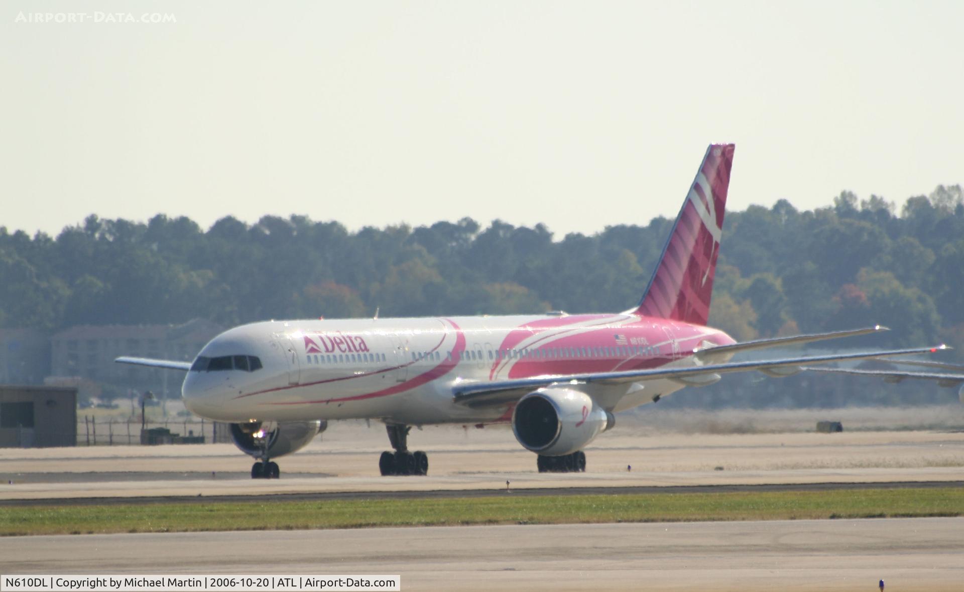 N610DL, 1985 Boeing 757-232 C/N 22817, Breast Cancer Awareness Paint