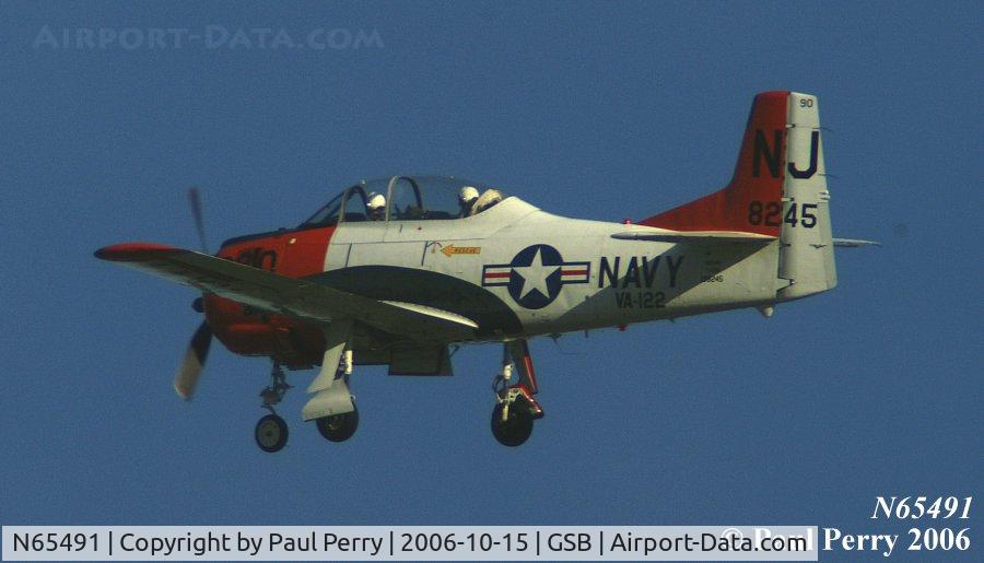 N65491, North American T-28B Trojan C/N 200-316 (138245), The Richmond Trojan, this time leaving Seymour Johnson AFB