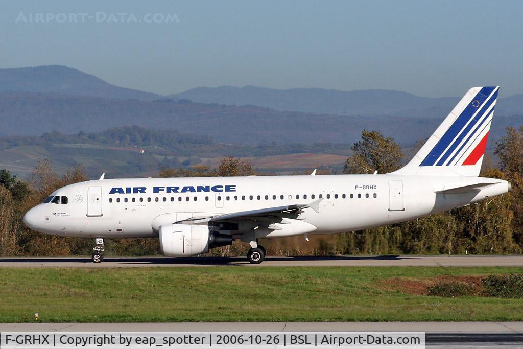 F-GRHX, 2001 Airbus A319-111 C/N 1524, on taxiway bravo outbound to ORY