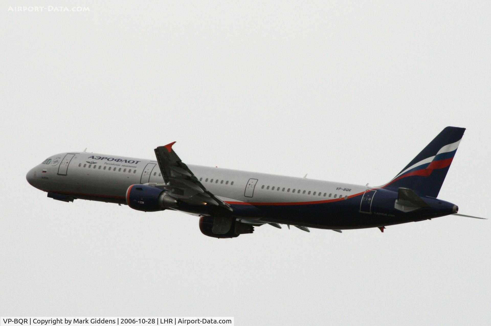VP-BQR, 2006 Airbus A321-211 C/N 2903, Aeroflot Airbus 321 departing from London Heathrow
