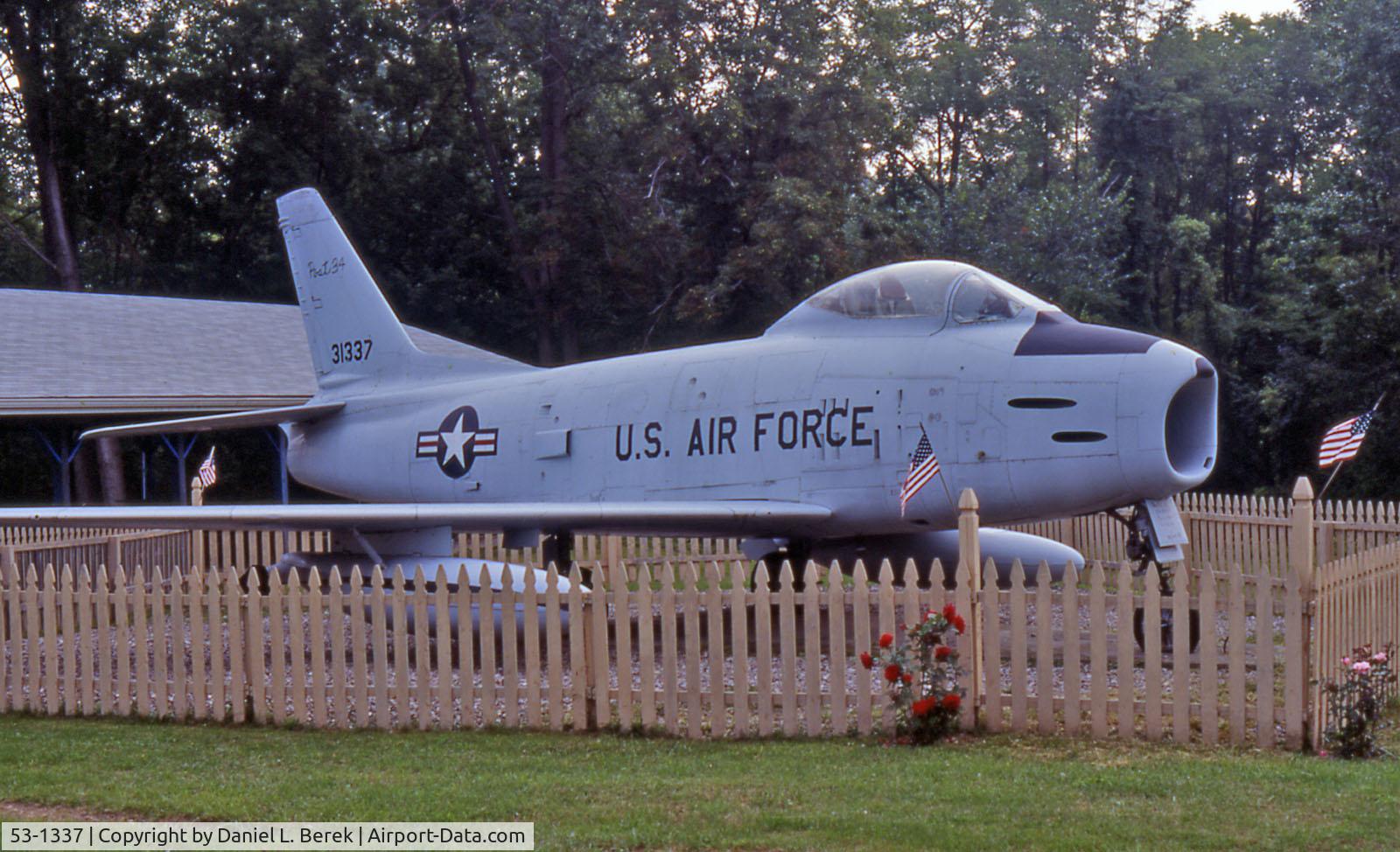 53-1337, 1953 North American F-86H Sabre C/N 203-109, This 1953 F-86 Sabre stands guard at VFW Post 34, Shortsville, NY.