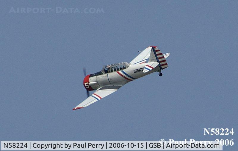 N58224, 1941 North American AT-6B Texan C/N 2553, Number Five pulls around, headed for the re-join