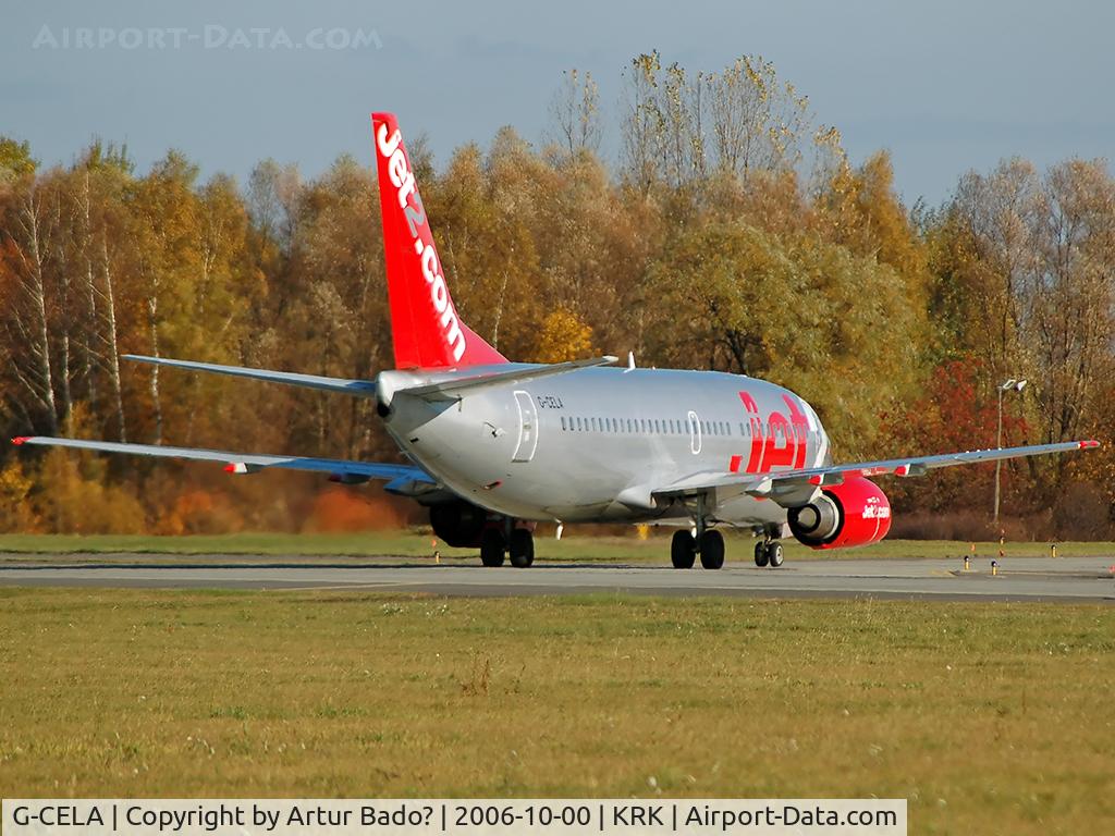 G-CELA, 1986 Boeing 737-377(QC) C/N 23663, Jet2 - taxing via golf to the apron