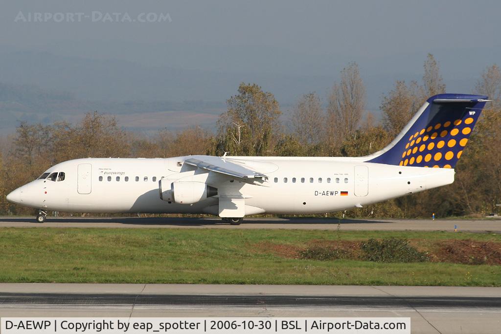 D-AEWP, 1990 British Aerospace BAe.146-300 C/N E3165, on taxiway bravo departing to FRA