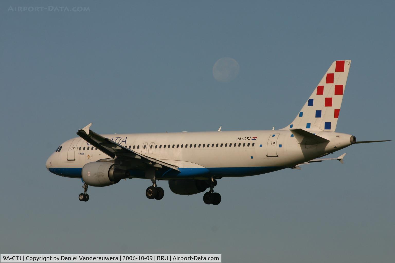 9A-CTJ, 1999 Airbus A320-214 C/N 1009, arrival of flight OU456,  the moon is still visible