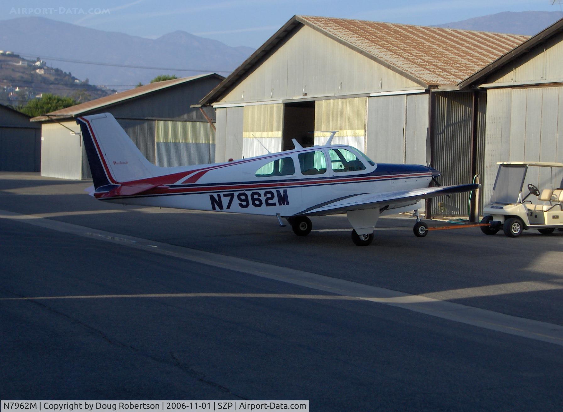 N7962M, 1966 Beech 35-C33A Debonair C/N CE-80, 1966 Beech 35 C33A Debonair, Continental IO-520 285 Hp, Tri-blade prop