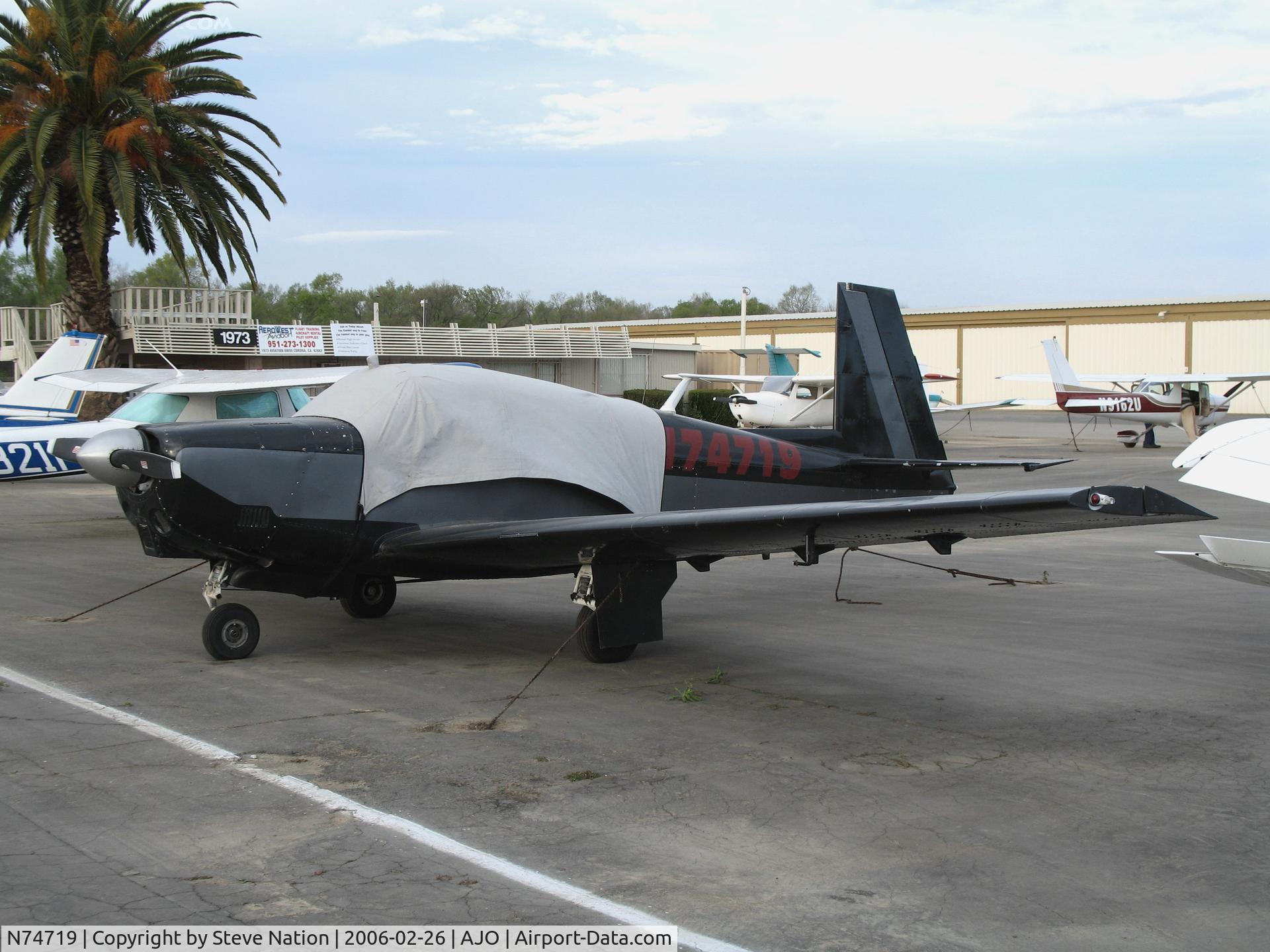 N74719, 1961 Mooney M20B Mark 21 C/N 1804, 1961 Mooney M20B with cockpit covered @ Corona Municipal Airport, CA