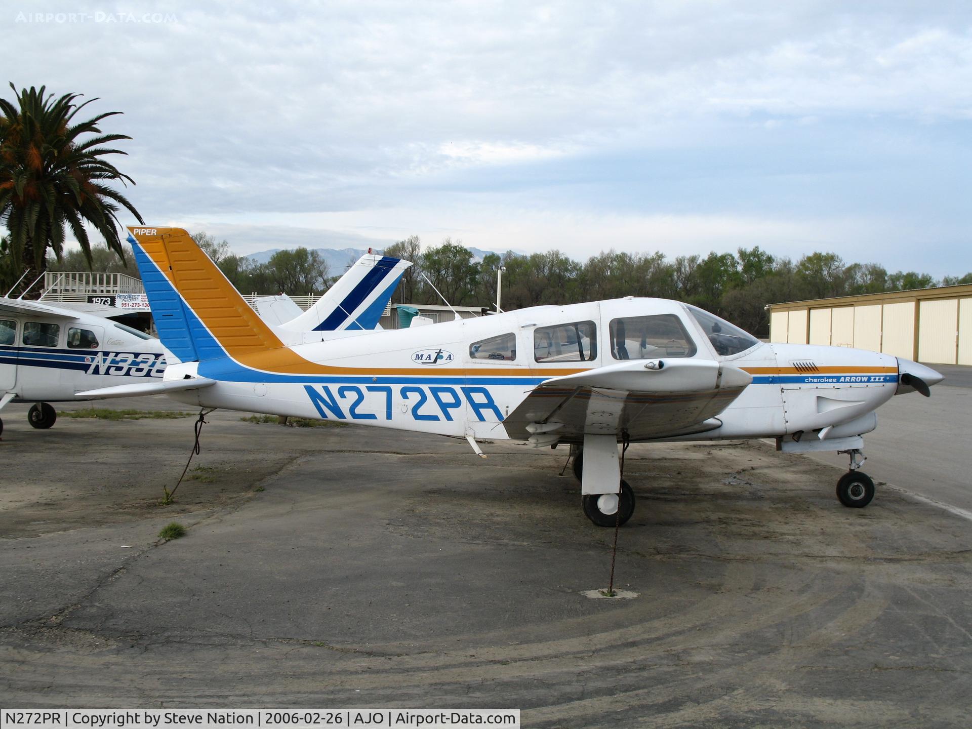 N272PR, 1977 Piper PA-28R-201T Cherokee Arrow III C/N 28R-7703145, Executive Flying Service (MATA titles) 1977 Piper PA-28-201T visiting from Las Vegas @ Corona Municipal Airport, CA