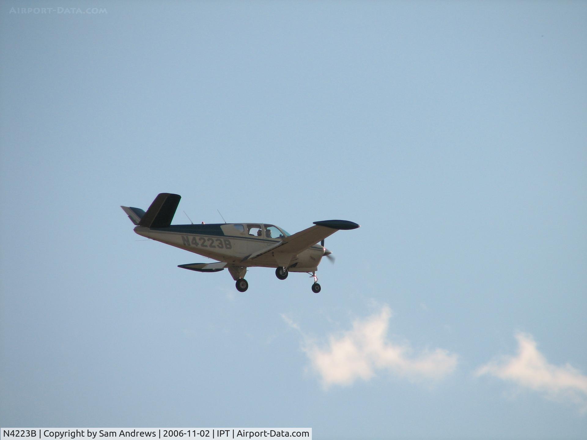 N4223B, 1955 Beech F35 Bonanza C/N D-4190, final, arriving from Albuquerque via Purdue.