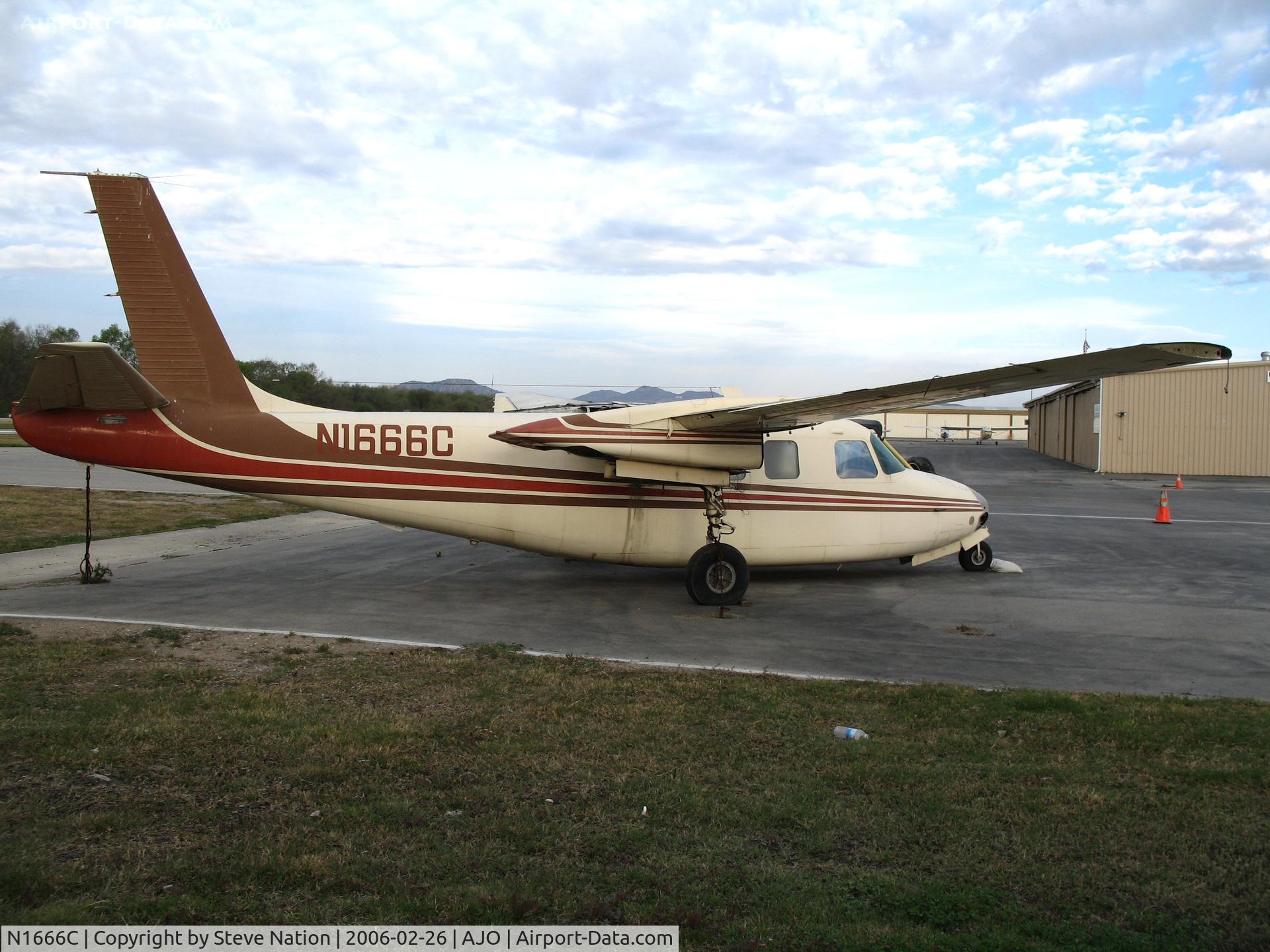 N1666C, 1961 Aero Commander 680-F C/N 680F-1088-66, Rudderless and sans engines 1961 Aero Commander 680-F @ Corona Municipal Airport, CA