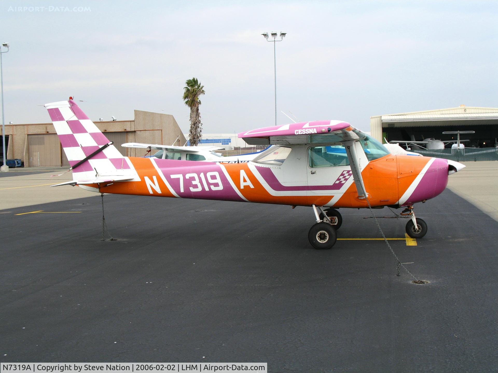 N7319A, 1977 Cessna A150M Aerobat C/N A1500712, Wild color scheme on 1977 Cessna Aerobatic-capable A150M @ Lincoln Municipal Airport, CA