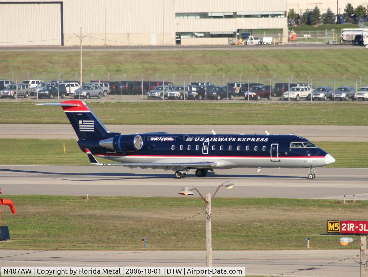 N407AW, 2000 Canadair CL-600-2B19 Regional Jet CRJ-200LR C/N 7424, Air Wisconsin, formerly a United Express, now with U.S. Airways