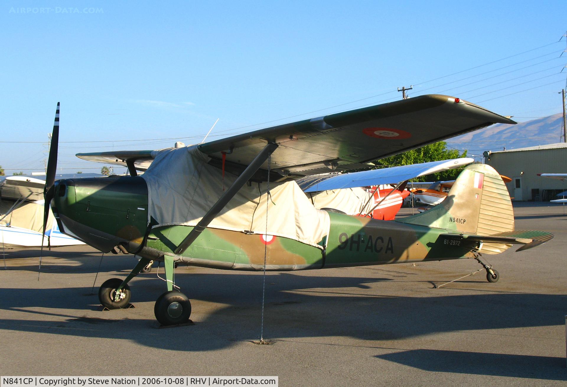 N841CP, 1961 Cessna O-1E Bird Dog C/N 305M-0018, 4th Avn Co's 1961 Cessna L-19E in camoflague as 9H-ACA Malta Defence Force 61-2972 @ Reid-Hillview Airport (San Jose), CA