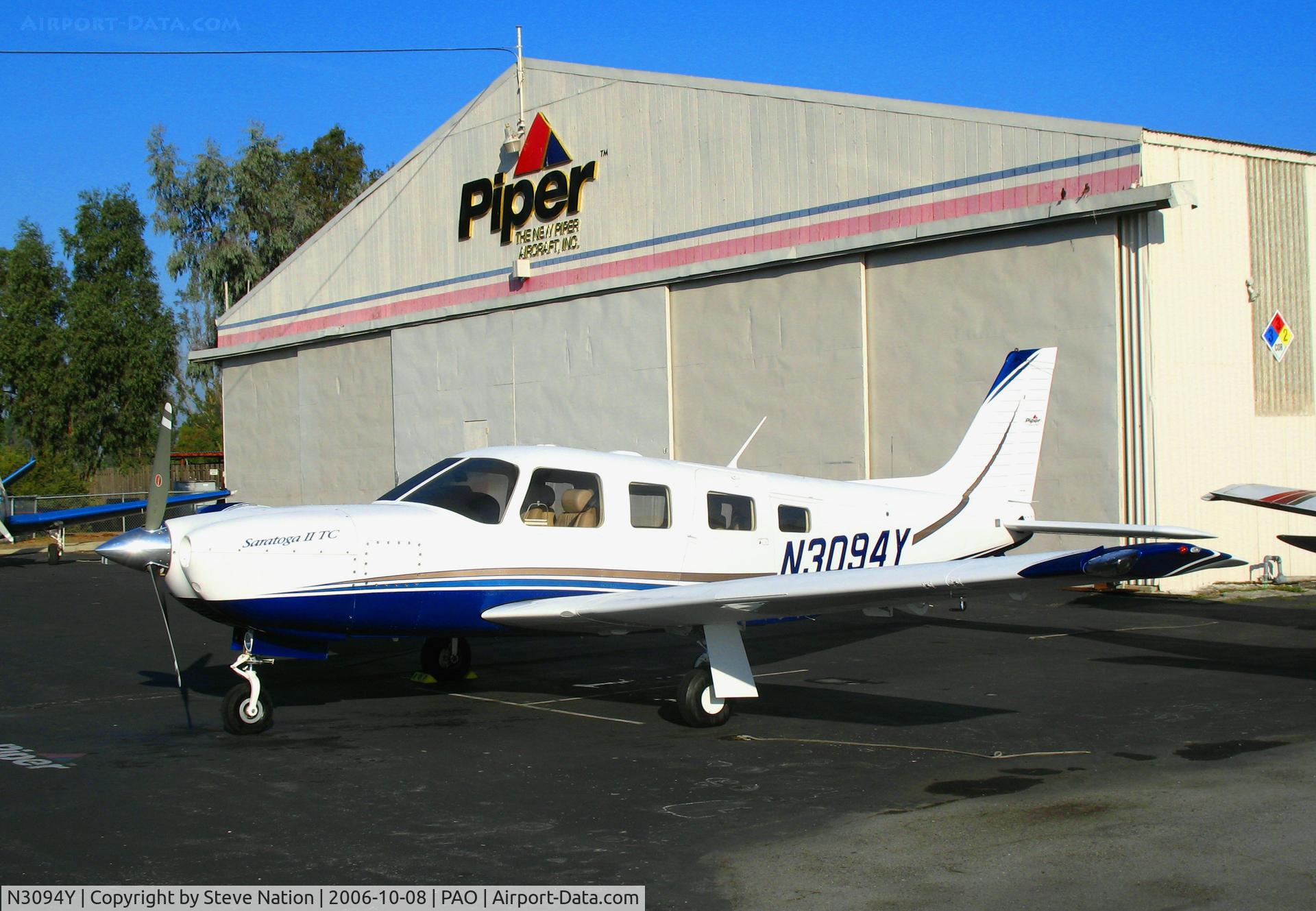 N3094Y, 2005 Piper PA-32R-301T Turbo Saratoga C/N 3257389, Wilson Family Funeral Chapel 2006 Piper PA-32R-310T @ Palo Alto Airport, CA