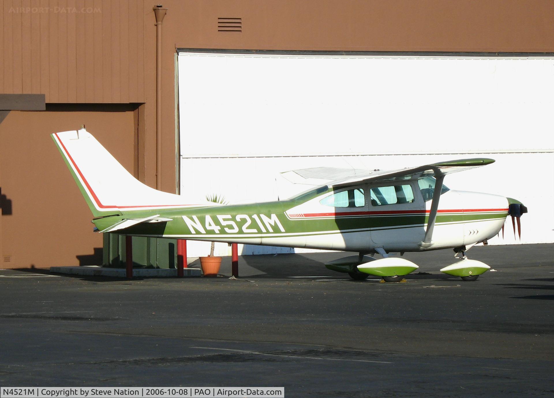 N4521M, 1963 Cessna 182G Skylane C/N 18255142, Early morning sun bathes 1963 Cessna 182G @ Palo Alto Airport, CA