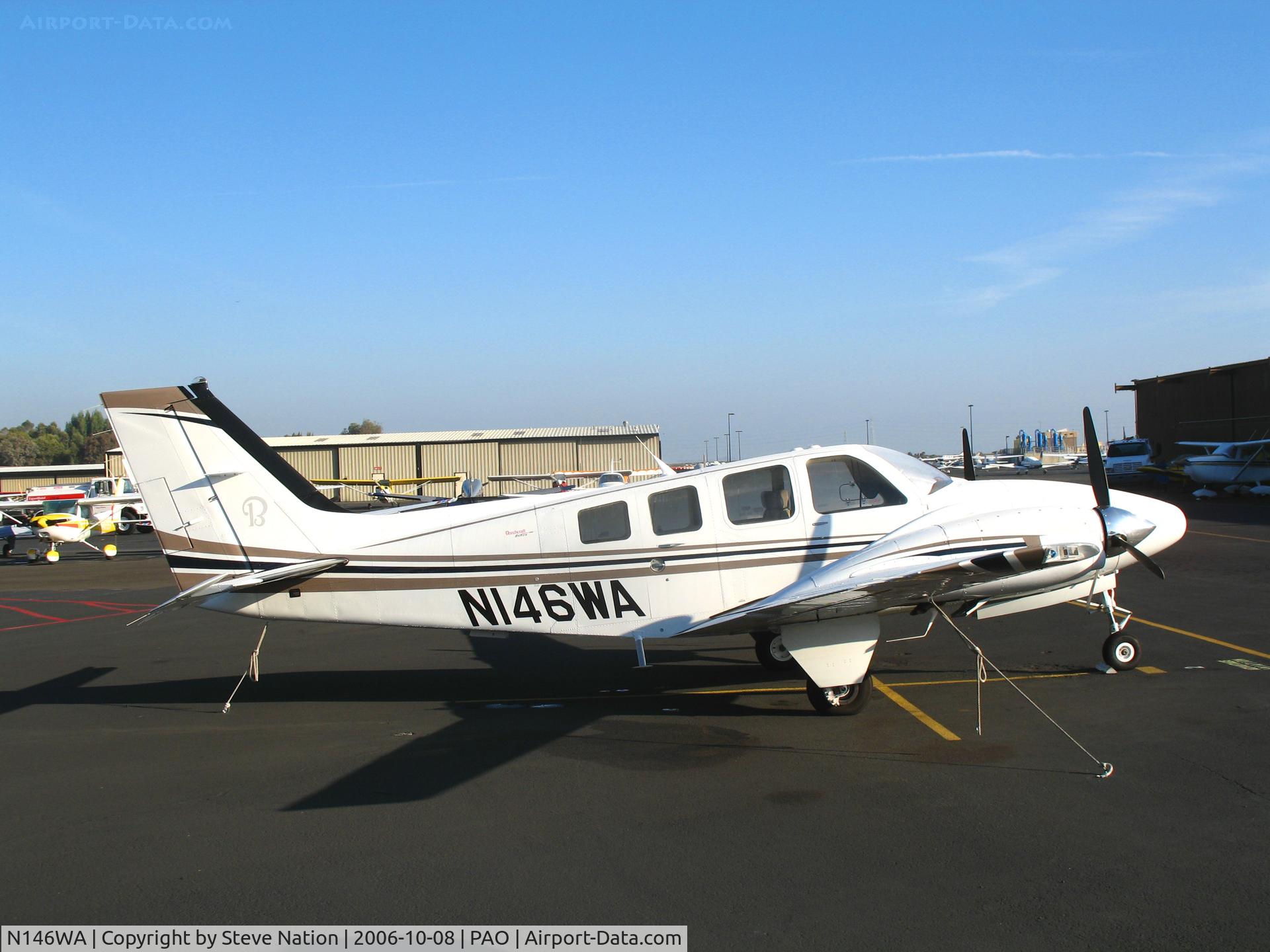N146WA, Raytheon Aircraft Company G58 Baron C/N TH-2146, Factory-fresh Woodland Aviation 2006 Raytheon G58 @ Palo Alto Airport, CA