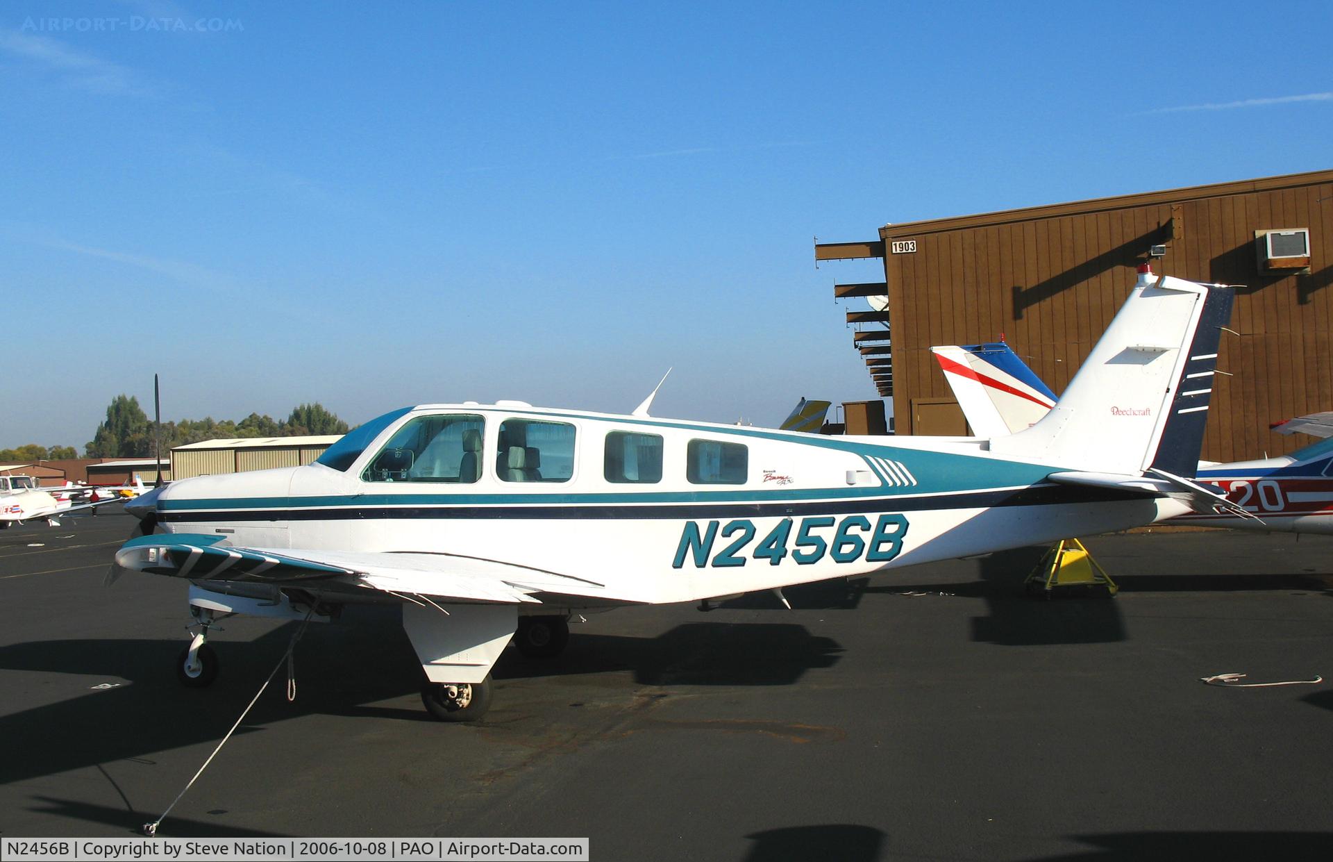 N2456B, 1996 Raytheon Aircraft Company A36 Bonanza C/N E-3063, SV Air 1996 Raytheon A36 from the other side @ Palo Alto Airport, CA