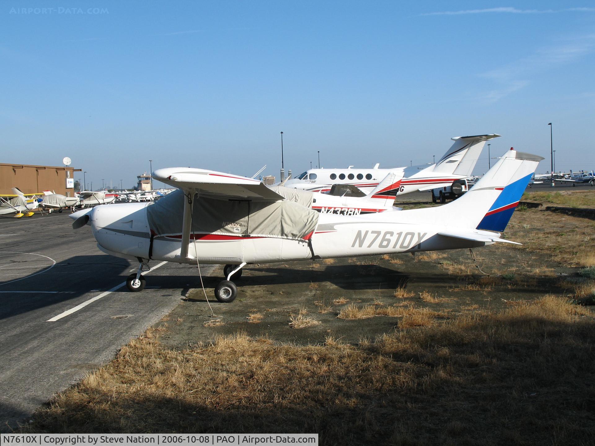 N7610X, 1977 Cessna R182 Skylane RG C/N R18200113, Chalk Hills Consulting 1977 Cessna R182 with new rudder colors @ Palo Alto Airport, CA