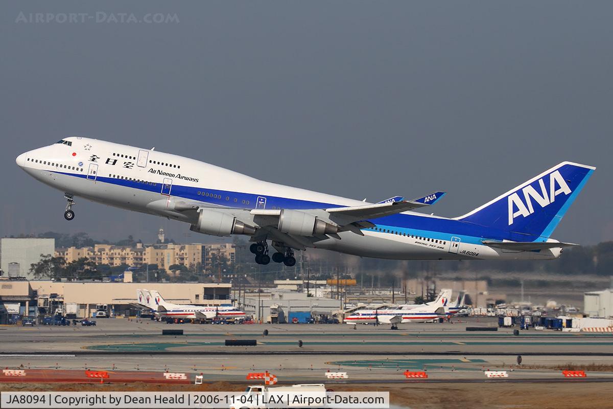 JA8094, 1990 Boeing 747-481/BCF C/N 24801, All Nippon Airways JA8094 (FLT ANA5) climbing out from RWY 25R enroute to Narita Int'l (RJAA).