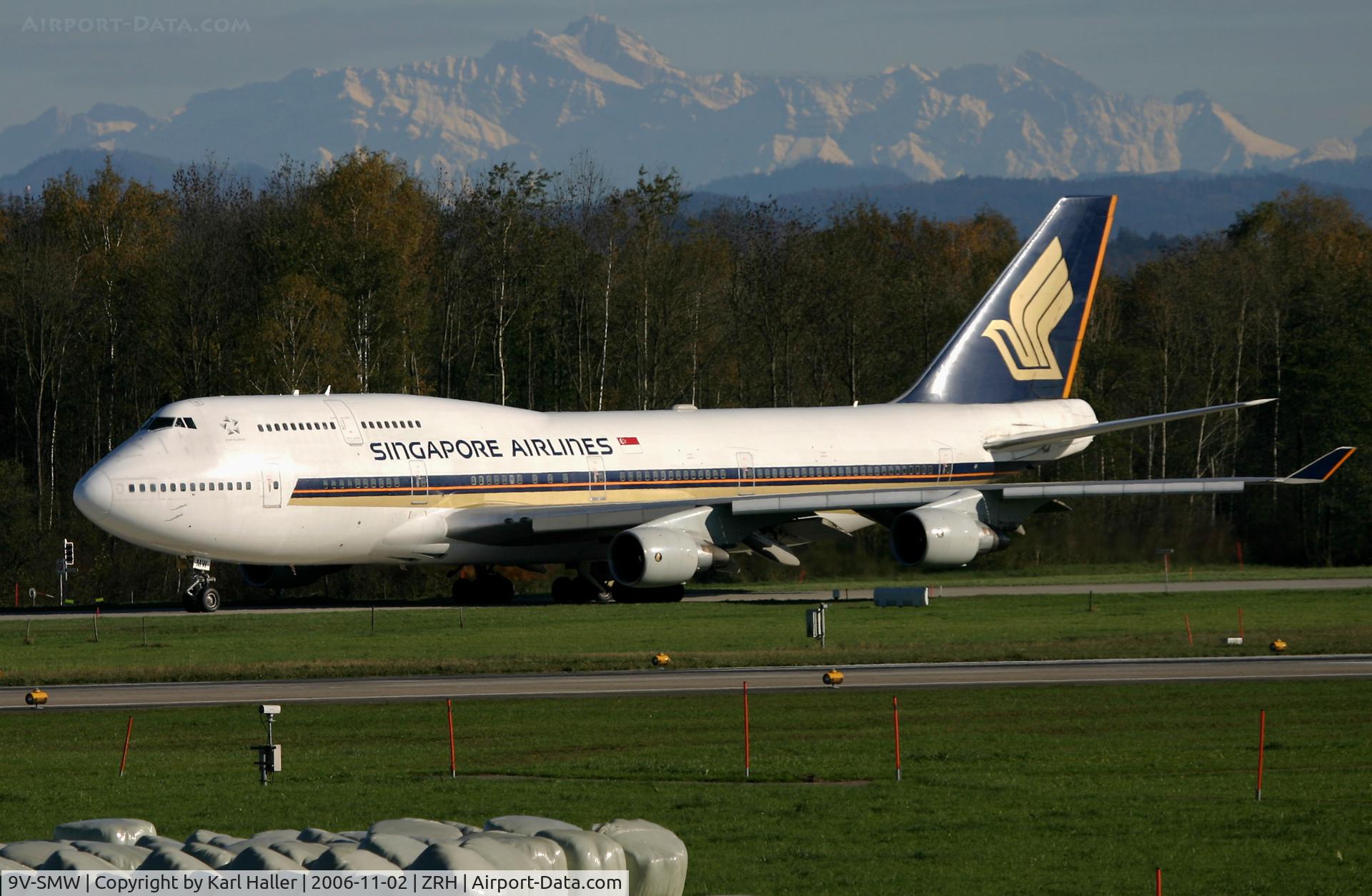 9V-SMW, 1994 Boeing 747-412 C/N 27178, ready for depature in Zurich