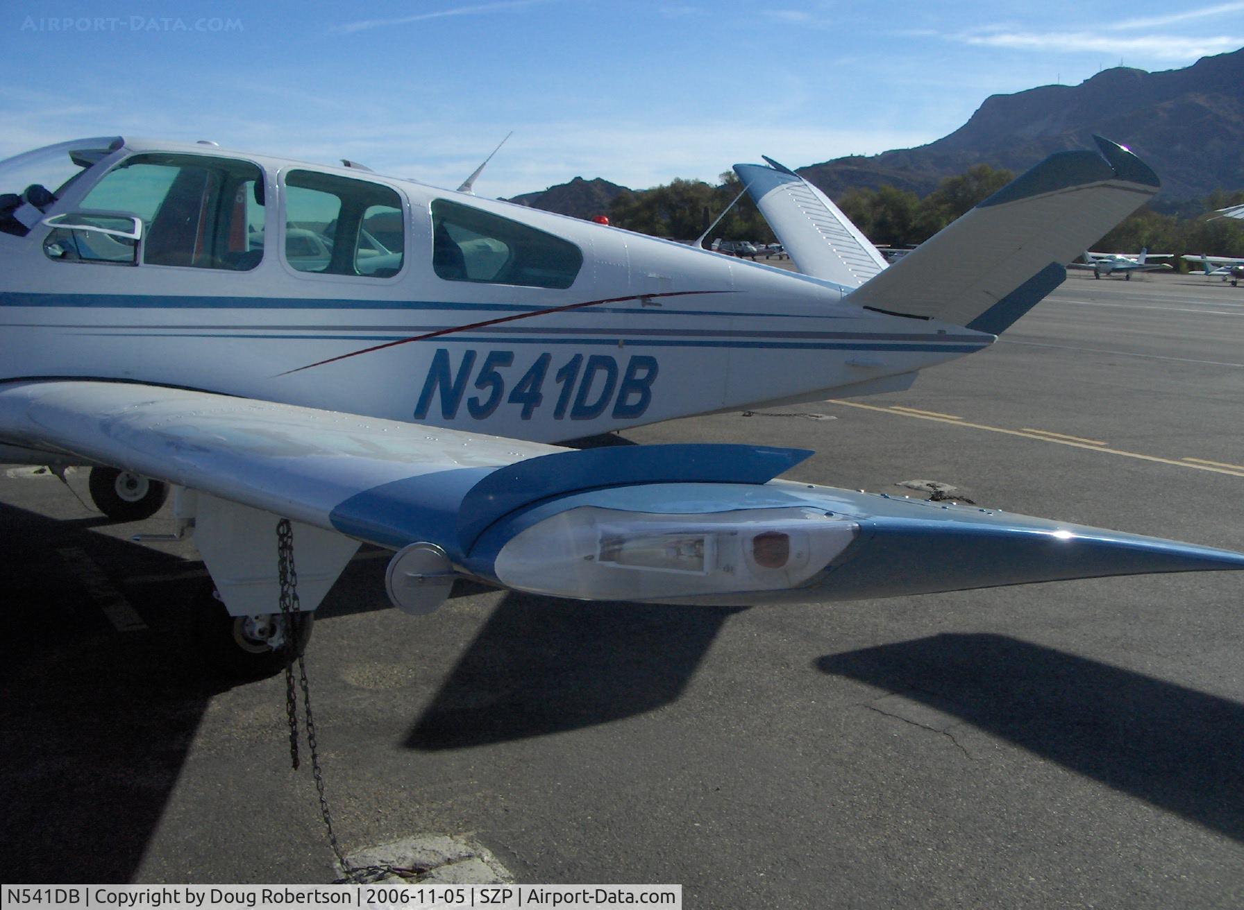 N541DB, 1964 Beech S35 Bonanza C/N D-7333, 1964 Beech S35 BONANZA, Continental IO-520-B 285 Hp, wingtip strobe, nav light, gear status mirror and light shield wing fence