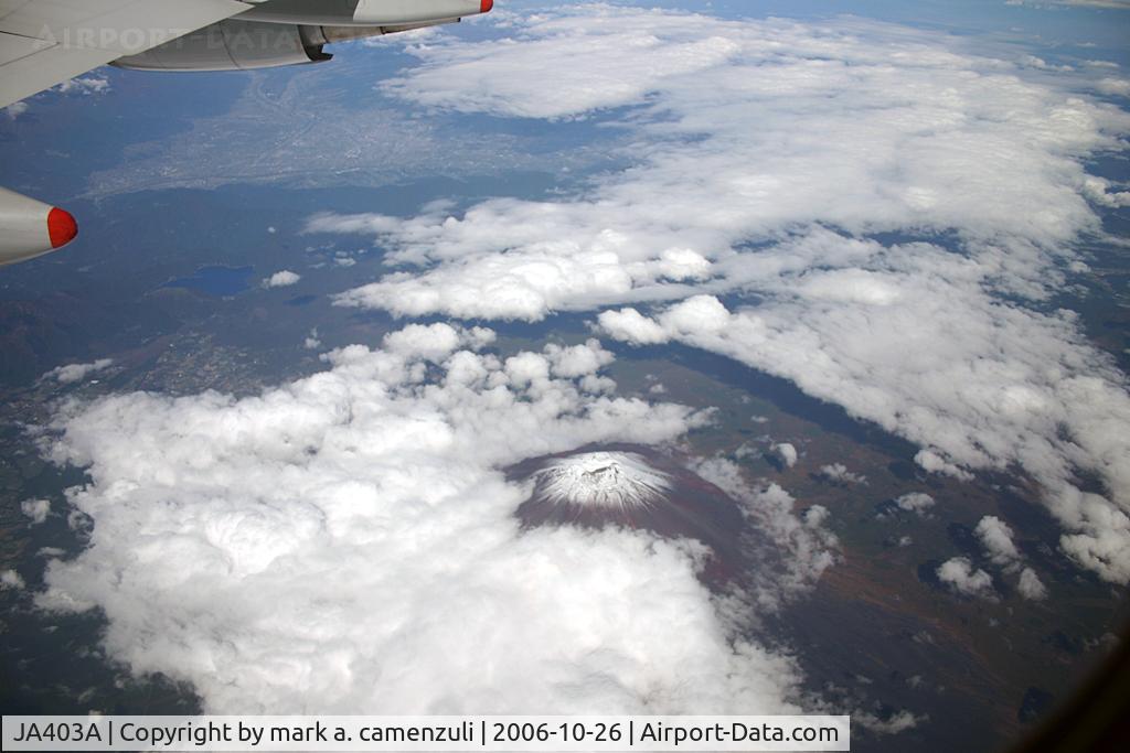 JA403A, 1999 Boeing 747-481 C/N 29262, VIEW OF MOUNT FUJI FROM ALL NIPPON AIRWAYS JA403A