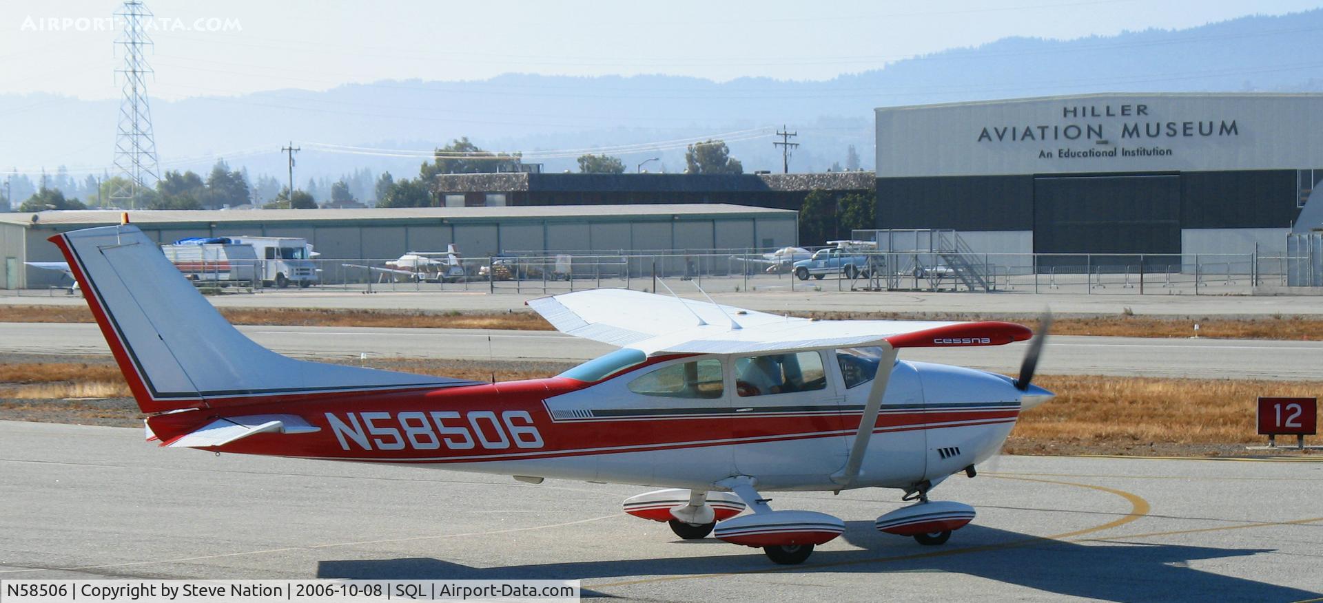 N58506, 1973 Cessna 182P Skylane C/N 18262109, 1973 Cessna 182P running-up @ San Carlos Airport, CA