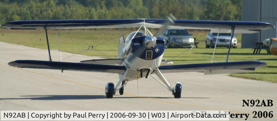 N92AB, 1993 Steen Skybolt C/N 001 (N92AB), Fresh in from flight, and hunting for a parking spot