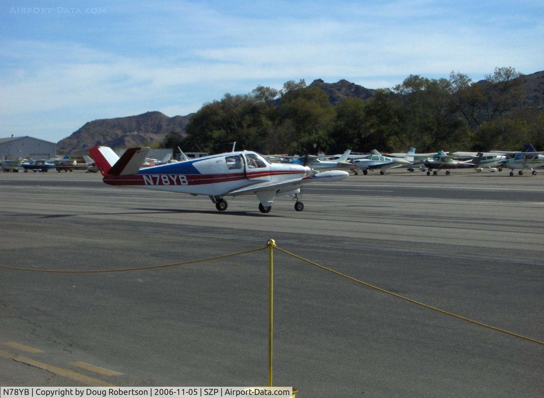 N78YB, 1950 Beech B35 Bonanza C/N D-2493, 1950 Beech B35 BONANZA, Continental E-185-8 196/185 Hp, taxi to transient parking