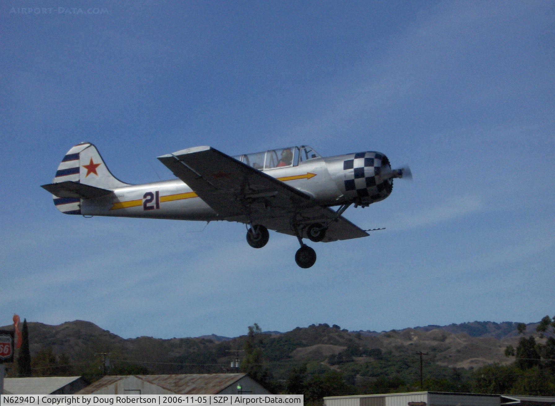 N6294D, 1983 Yakovlev Yak-52 C/N 833611, 1983 Yakovlev YAK 52, Vedeneev M-14P nine-cylinder air cooled radial 360 Hp, takeoff runway 04, gear in retraction cycle