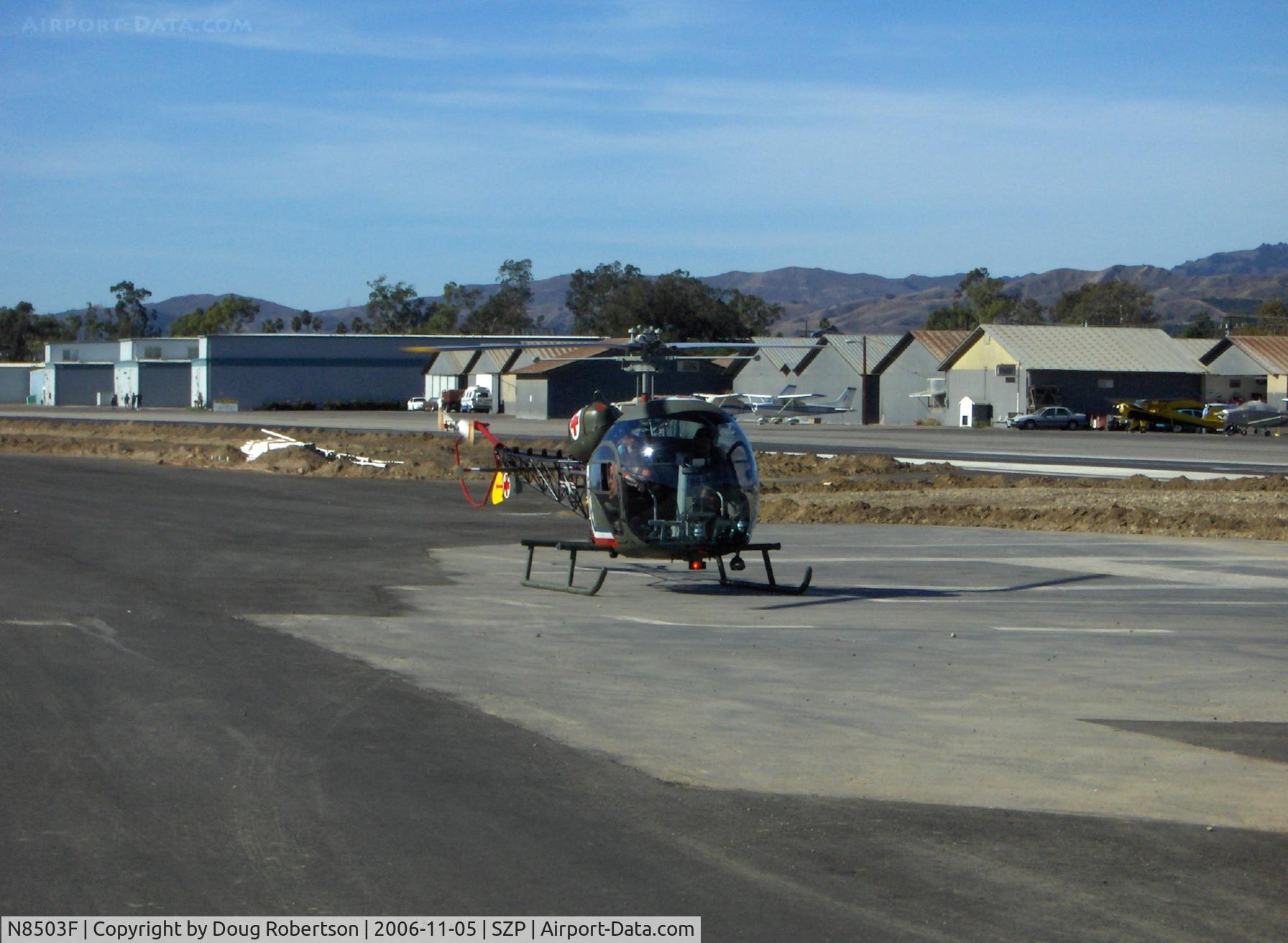 N8503F, 1965 Bell 47G-4 C/N 3350, 1965 Bell 47G-4, Lycoming VO-540 305 Hp, engine warmup and rotor powerup for departure