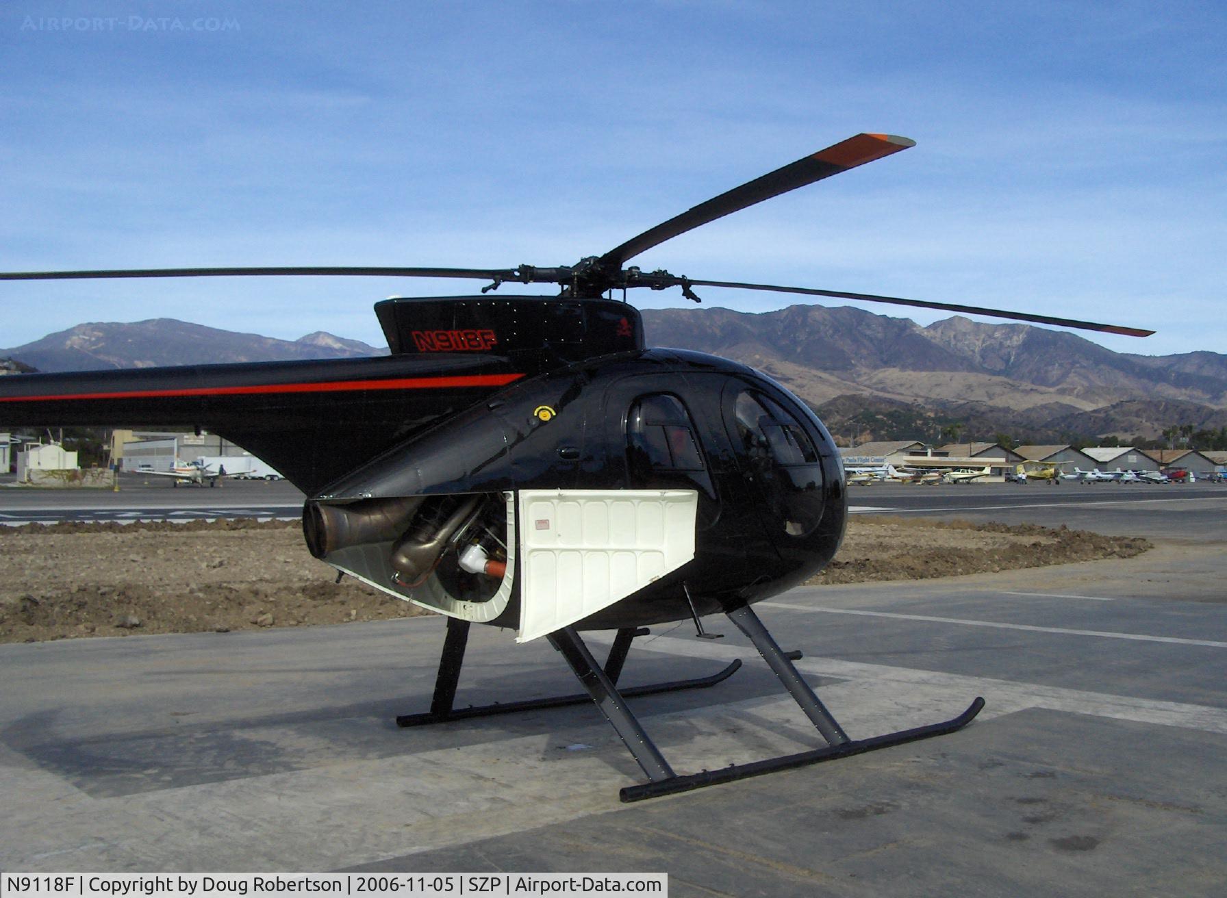 N9118F, 1972 Hughes 369HS C/N 720397S, 1972 Hughes 369HS, Allison 250 Ser. turboshaft 400 shp, engine cowl open for cooling