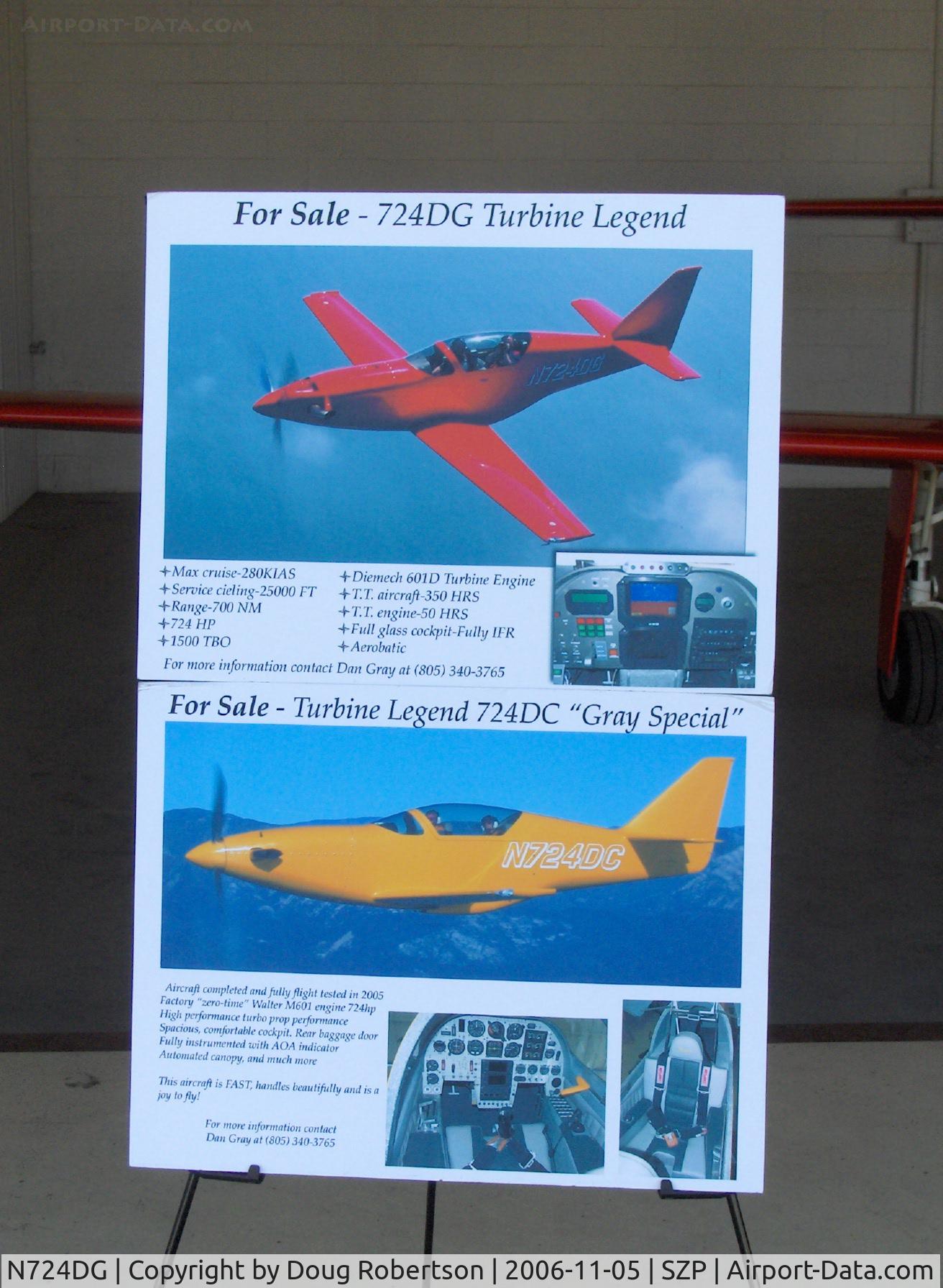 N724DG, 2002 Legend Aircraft Legend C/N 1, 2002 Dan Gray GRAY-SPECIAL TURBINE LEGEND, Walter 601D 724 shp turbine