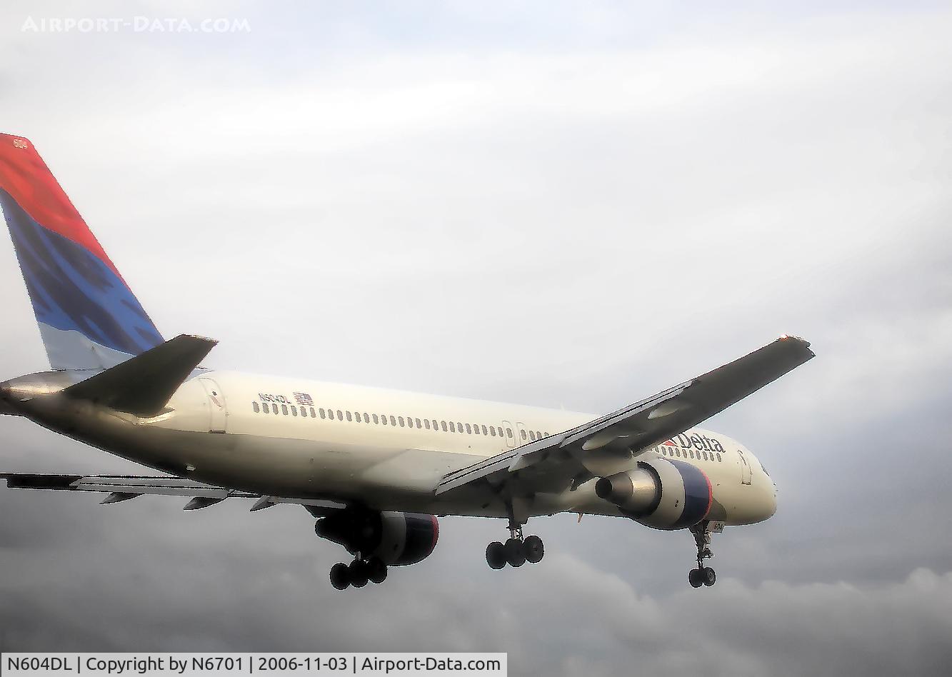 N604DL, 1984 Boeing 757-232 C/N 22811, N604DL landing on RWY 18R as DL727 from CVG.