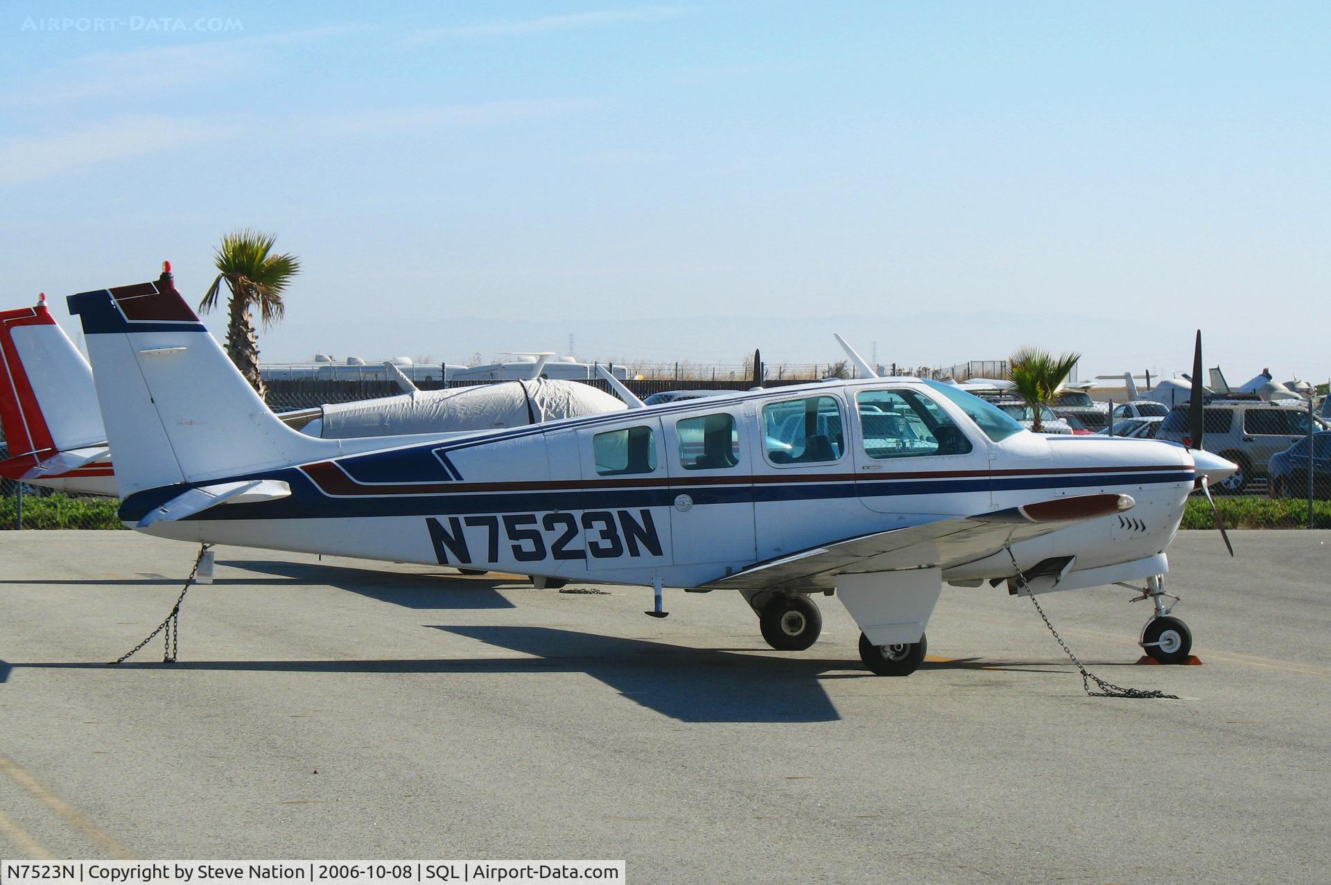 N7523N, 1968 Beech 36 Bonanza C/N E-49, Gibbs Lease Air (San Diego) 1968 Beech A36 @ San Carlos Airport, CA