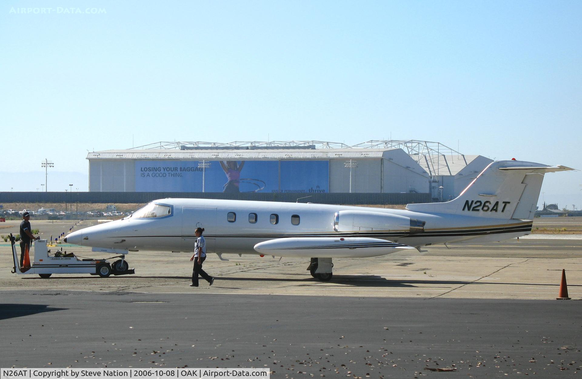 N26AT, 1973 Gates Learjet 25B C/N 130, ATI Jet Sales 1973 Learjet 23 being towed @ Oakland International Airport, CA