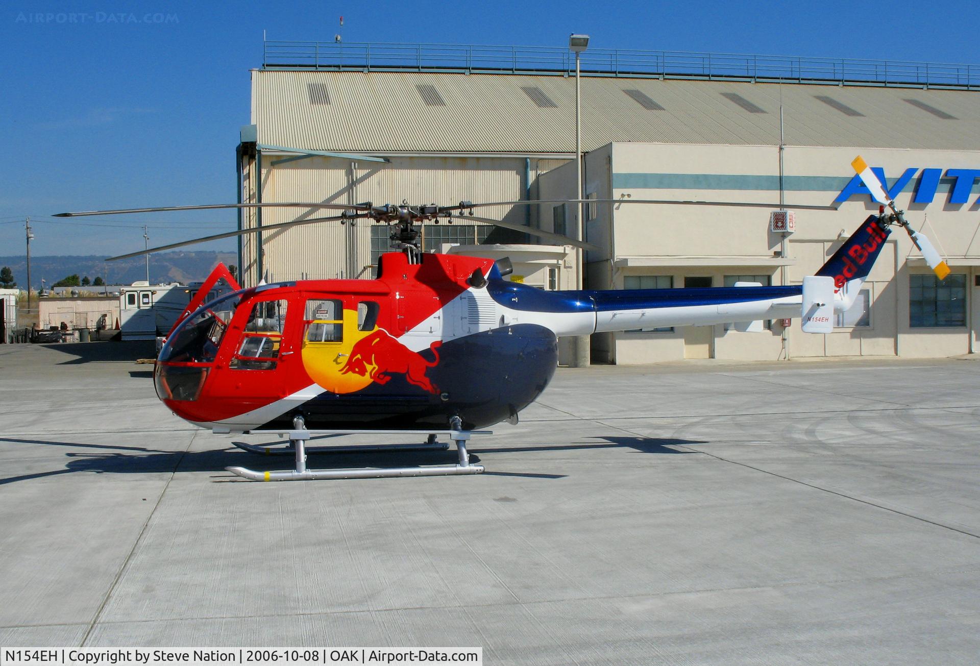 N154EH, 1985 MBB Bo-105CBS-4 C/N S-704, Red Bull 1985 MBB BO-105S photo ship for Fleet Week Red Bull air race @ Oakland International Airport, CA