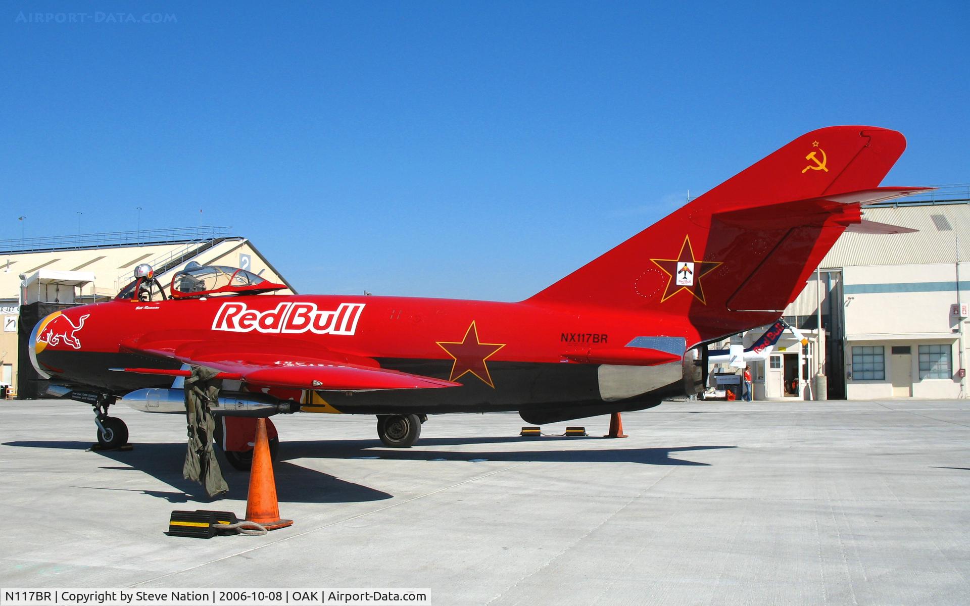 N117BR, 1959 PZL-Mielec Lim-5 (MiG-17F) C/N 1C1529, Bright red Mig Magic Inc. LIM-5 as NX117BR at Fleet Week air show @ Oakland International Airport, CA